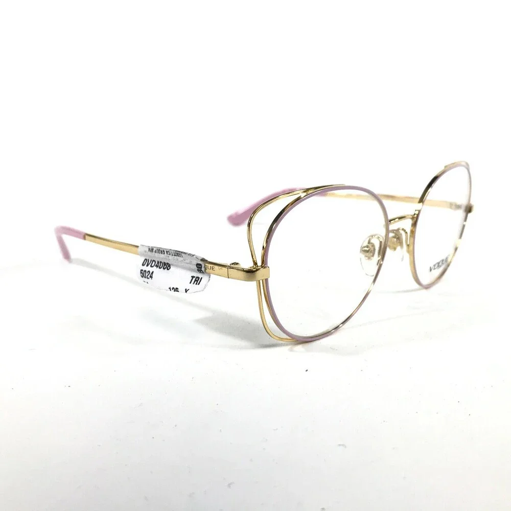 Vogue Eyeglasses Frames VO4068 5024 Gold Pink Cat Eye Full Wire Rim 51-17-135